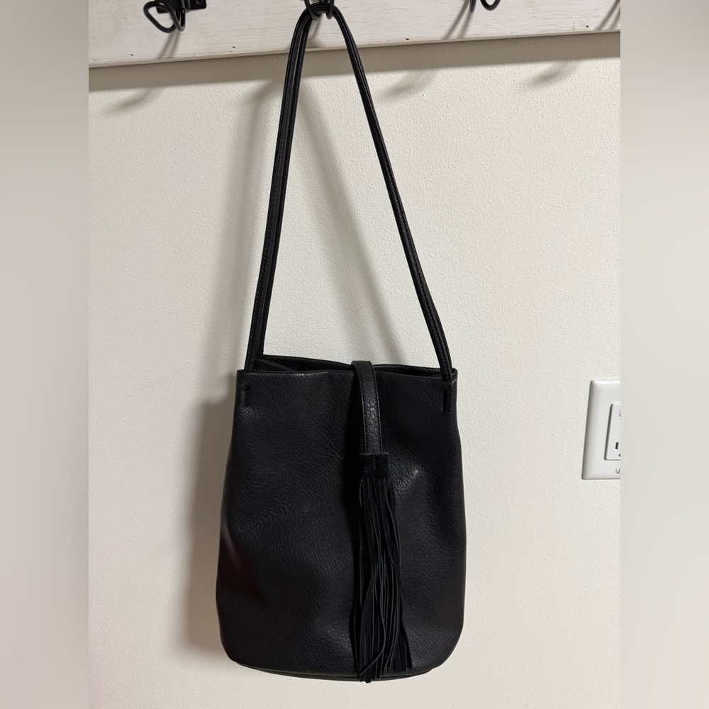 Street Level Black Melody Shoulder Bag with Tassel
